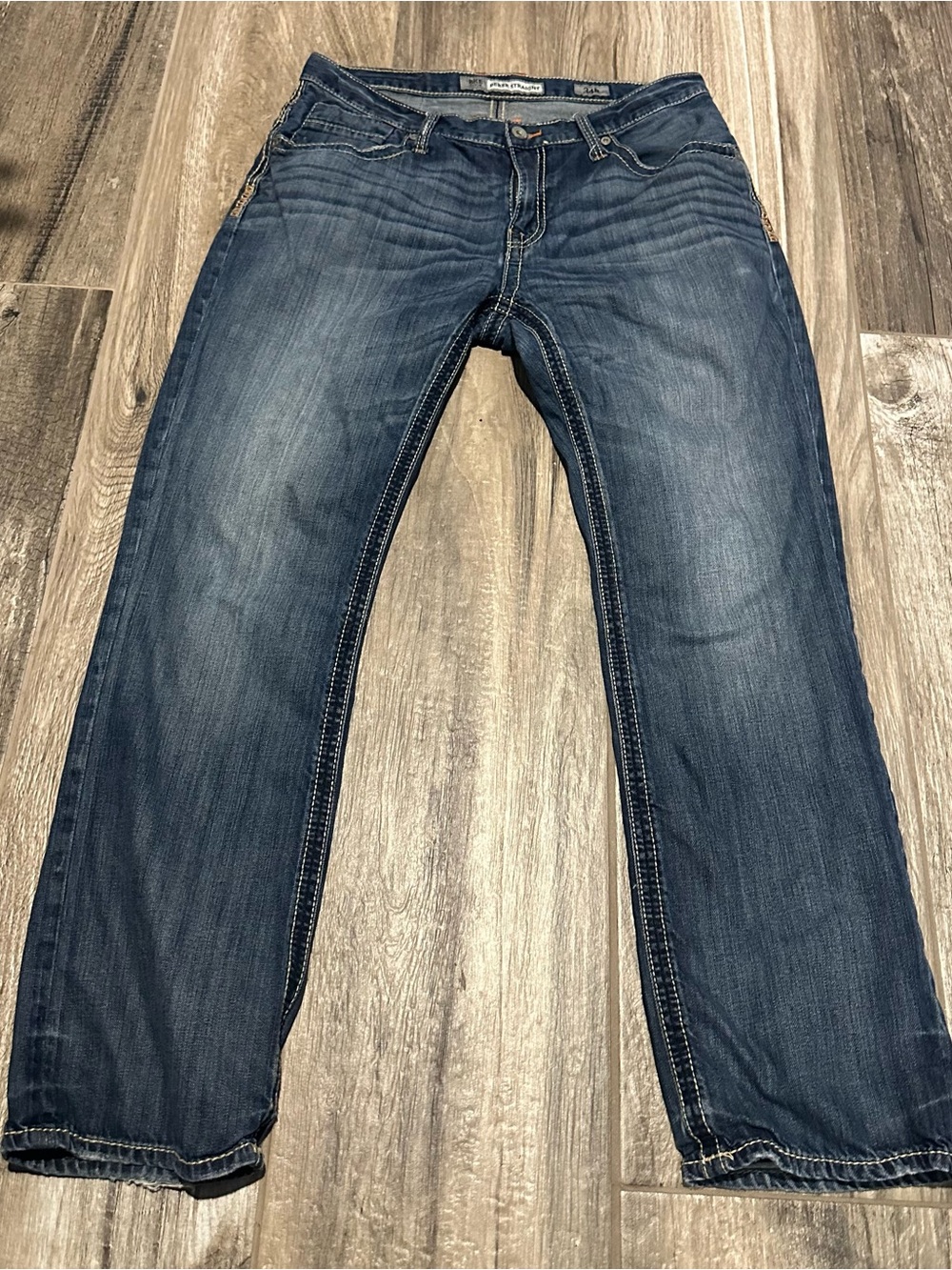 BKE Men's Blue Straight Fit Jeans
